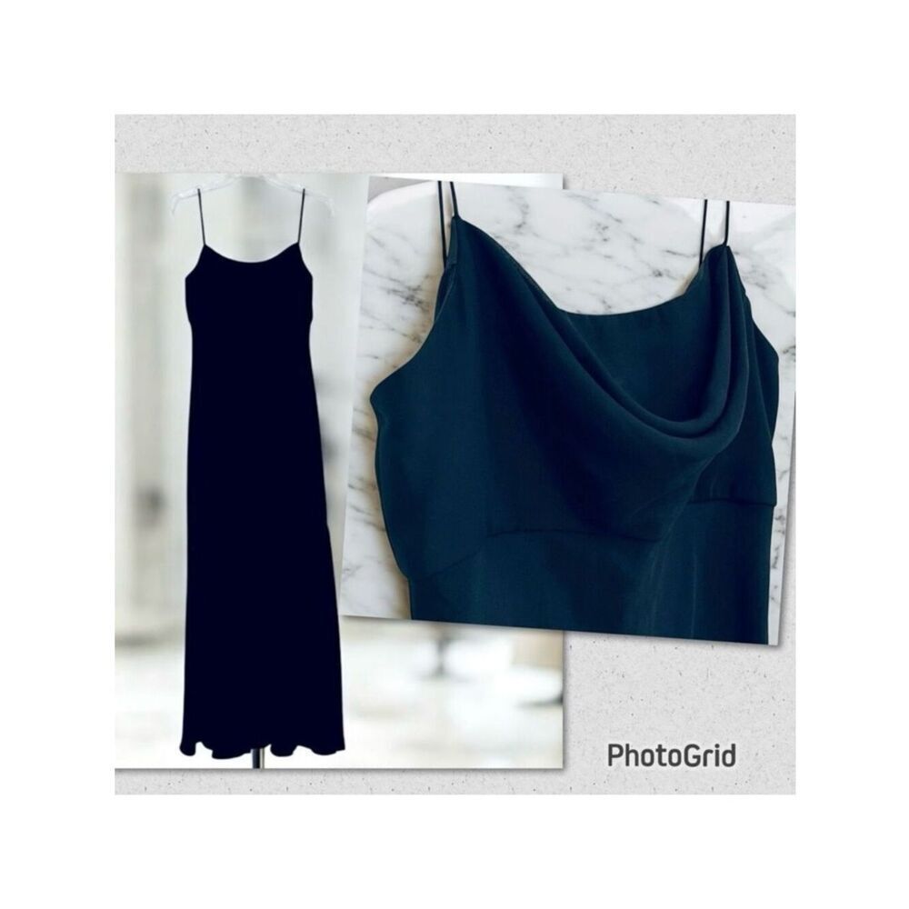 New Michelangelo 8 Black Sleeveless Cowl Neck Lined Evening Maxi Long Gown Dress